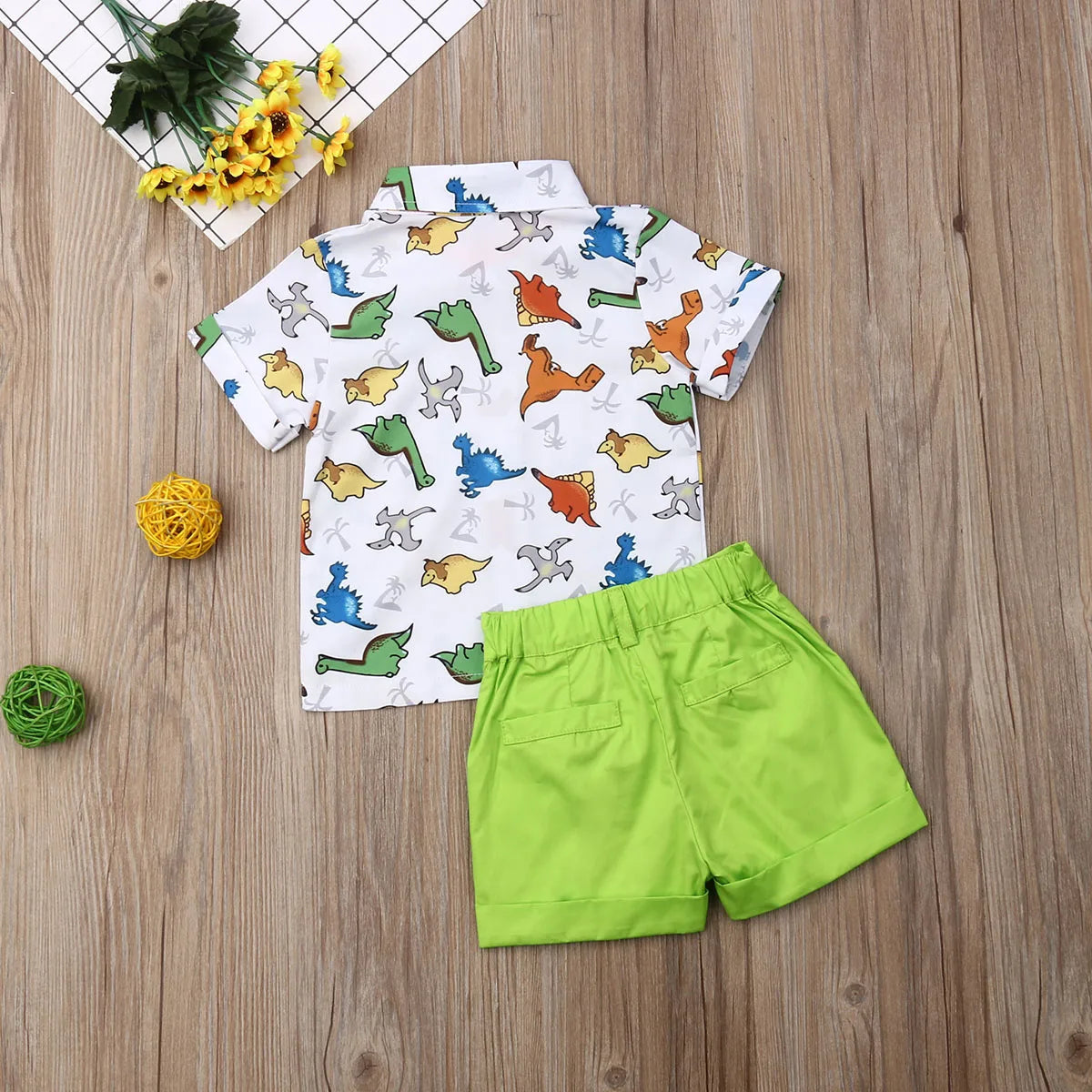Toddler Baby Boy Clothes Summer Set Multi Dinosaur Print Shirt Tops Short Pants Casual Clothes 2Pcs Outfits
