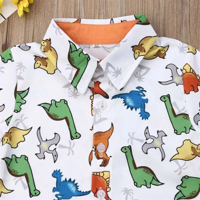 Toddler Baby Boy Clothes Summer Set Multi Dinosaur Print Shirt Tops Short Pants Casual Clothes 2Pcs Outfits