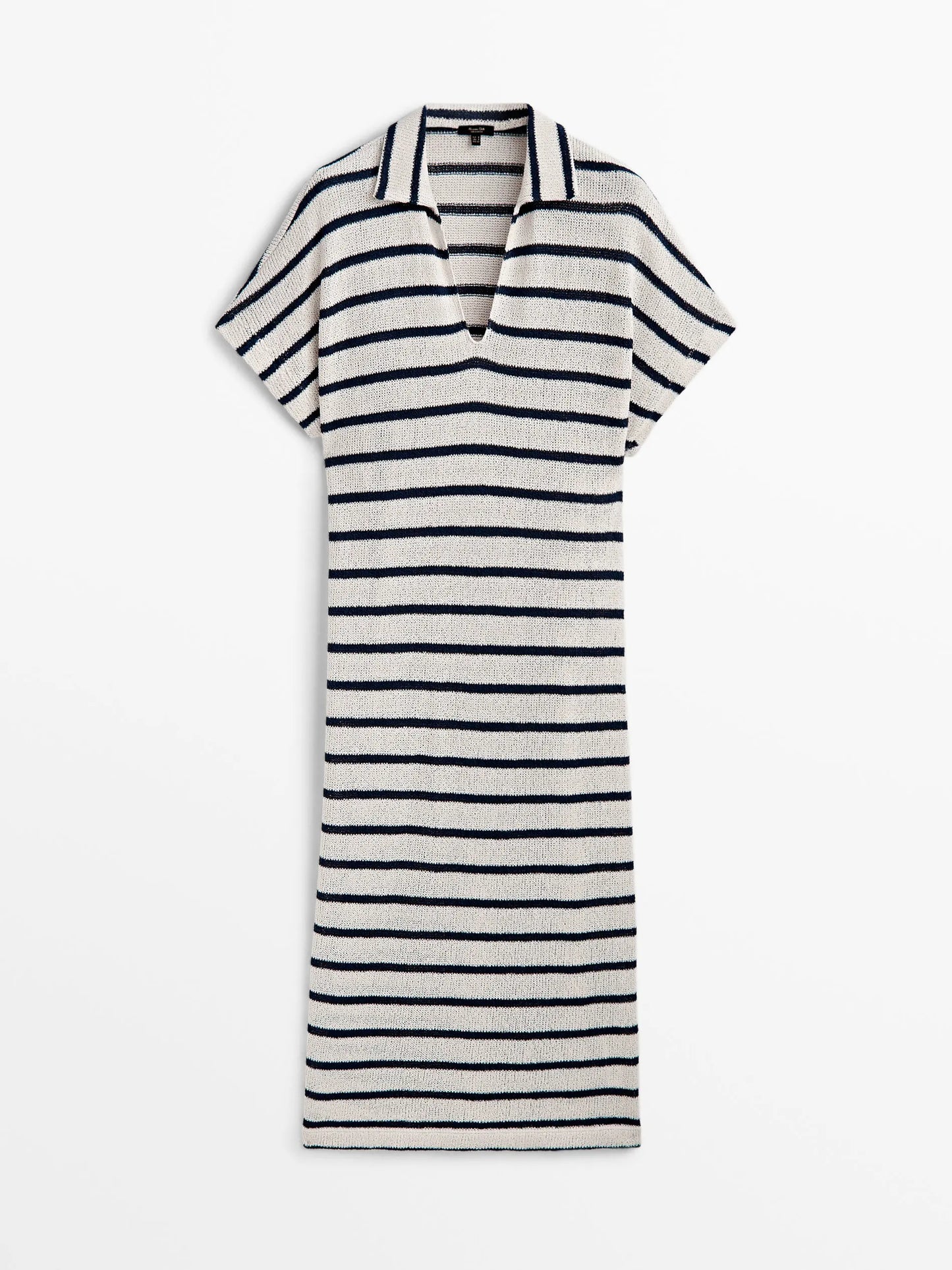 Ethereal MD 2025 massidutti spring new style of Cotton blend casual striped POLO neck long dress